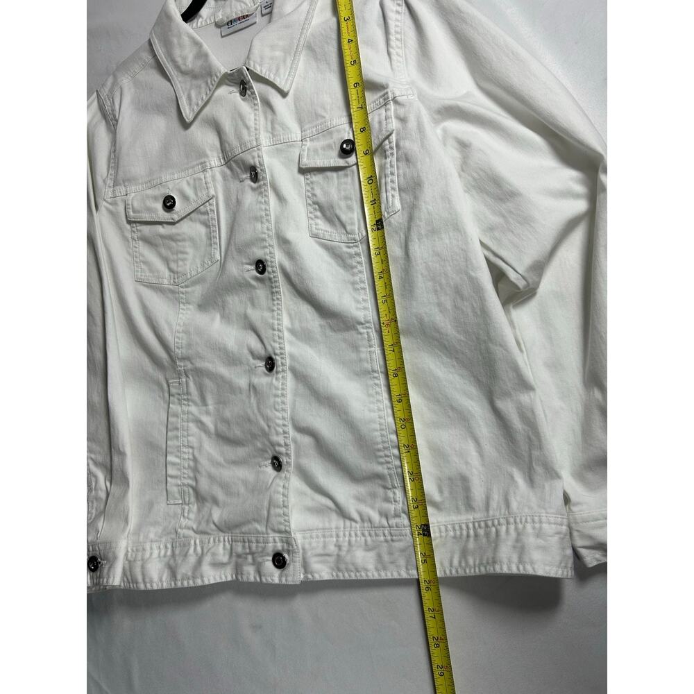 D & Co Denim Jacket White women’s Size L Long Sleeve Denim And Company NWOT - Picture 4 of 9